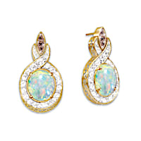 "Queen Of Gems" Genuine Ethiopian Opal And Diamond Earrings