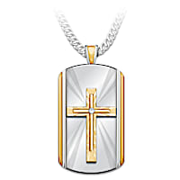 "Always With You" Dog Tag Cross Pendant Necklace For Son