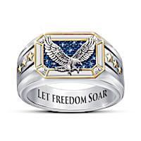 Let Freedom Soar Blue And White Sapphire Eagle Ring