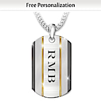 "The Strength Of My Son" Dog Tag Necklace With Initials