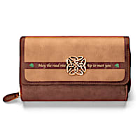 Irish Blessing Trifold Wallet With Celtic Knot Charm