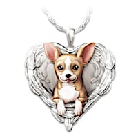 "Chihuahuas Are Angels" Enameled Sculpted Necklace