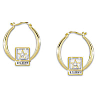 Army Pride Women's Engraved Hoop Earrings With Sculpted Logo