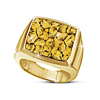 "Gold Rush" Men's Ring With Golden Nuggets