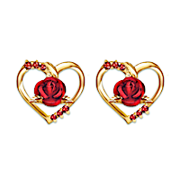 "Forever Yours" Ruby Earrings With Sculpted Roses