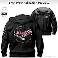 "Army Pride" Hoodie Personalized With Embroidered Name