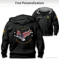 Proud To Serve U.S. Army Embroidered Front-Zip Hoodie