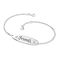 "Forever Friends" Engraved Diamond Bracelet With Heart Charm