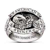 "American Biker" Men's Sterling Silver-Plated Ring