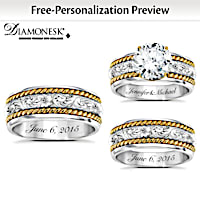 Western His & Hers Personalized Diamonesk Wedding Ring Set