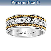 "Western Romance" Personalized Men's Wedding Ring