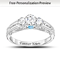 "Forever Yours" Personalized Topaz And Birthstone Ring
