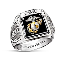 USMC "Honor & Courage" Stainless Steel Men's Ring