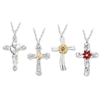 "Seasons Of Faith" Necklace Set With Four Cross Pendants