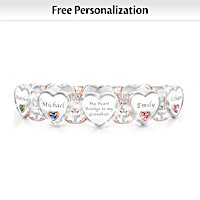 Birthstone Grandma's Heart & Joy Personalized Bracelet