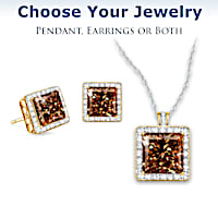 "Sweet As Chocolate" Diamonesk Earrings And Necklace Set