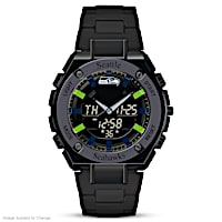 "It's Seahawks Time!" Men's Ani-Digi Stainless Steel Watch