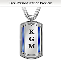 "Proud To Call You Son" Monogrammed Dog Tag Pendant Necklace