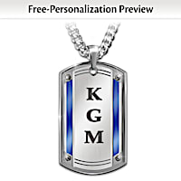 "Proud To Call You Son" Monogrammed Dog Tag Pendant Necklace