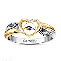 Baltimore Ravens Pride Ring With Team-Color Crystals