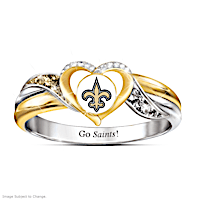 New Orleans Saints Pride Ring With Team-Color Crystals