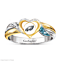 Philadelphia Eagles Pride Ring With Team-Color Crystals