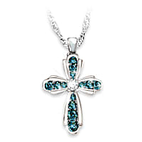 "Heaven's Blessing" Blue And White Diamond Pendant Necklace