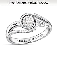 "Our Love For Always" Personalized Diamond Ring With 2 Names