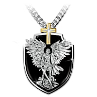 Diamond Strength Of St. Michael Pendant Necklace