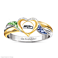 Seattle Seahawks Pride Ring With Team-Color Crystals