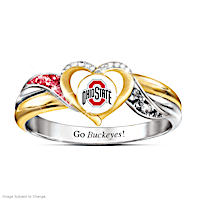 Ohio State Buckeyes Pride Ring with Team Color Crystals