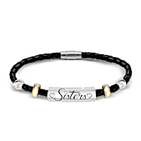 Genuine Diamond & Leather My Sister, My Friend Bracelet