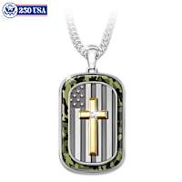 "My Country, My Faith" Men's Diamond Dog Tag Necklace