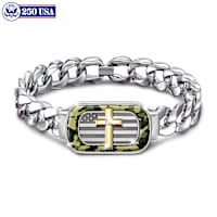 "My Country, My Faith" Patriotic Diamond Cross Bracelet