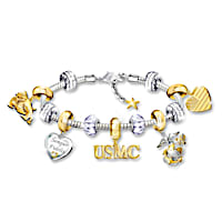 "Pride Of USMC" Charm Bracelet With Classic USMC Symbols