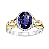 "Royal Radiance" Women's Iolite And White Topaz Ring