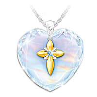 "Bless My Granddaughter" Crystal Heart Pendant Necklace