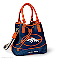 Denver Broncos Bucket Handbag With Team Logo