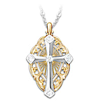 "Everlasting Light" Diamond Cross Pendant Necklace With Card