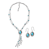 Genuine Turquoise Rio Grande Necklace And Earrings Set
