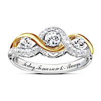 "I Love You Always" Engraved White Topaz Women's Ring