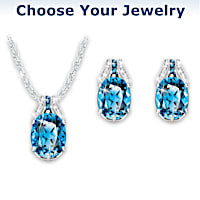 "Twilight Luster" Blue Topaz Necklace And Earrings Set