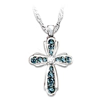 "Blessings For My Granddaughter" Blue Diamond Necklace