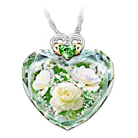 "Irish Rose" Women's Crystal Heart-Shaped Pendant Necklace