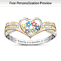 Birthstone Our Family Is A Garden Of Love Personalized Ring
