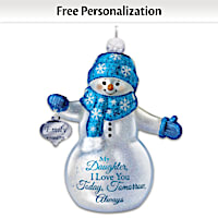 Personalized Glass Snowman Ornament For Daughter Lights Up