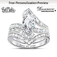 Bob Mackie Personalized Platinum-Plated Bridal Ring Set