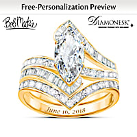 Bob Mackie Personalized 18K Gold-Plated Bridal Ring Set