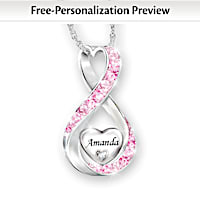 Granddaughter Name-Engraved Birthstone And Diamond Necklace