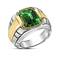 Force Of Nature Men's Sterling Silver Helenite Ring